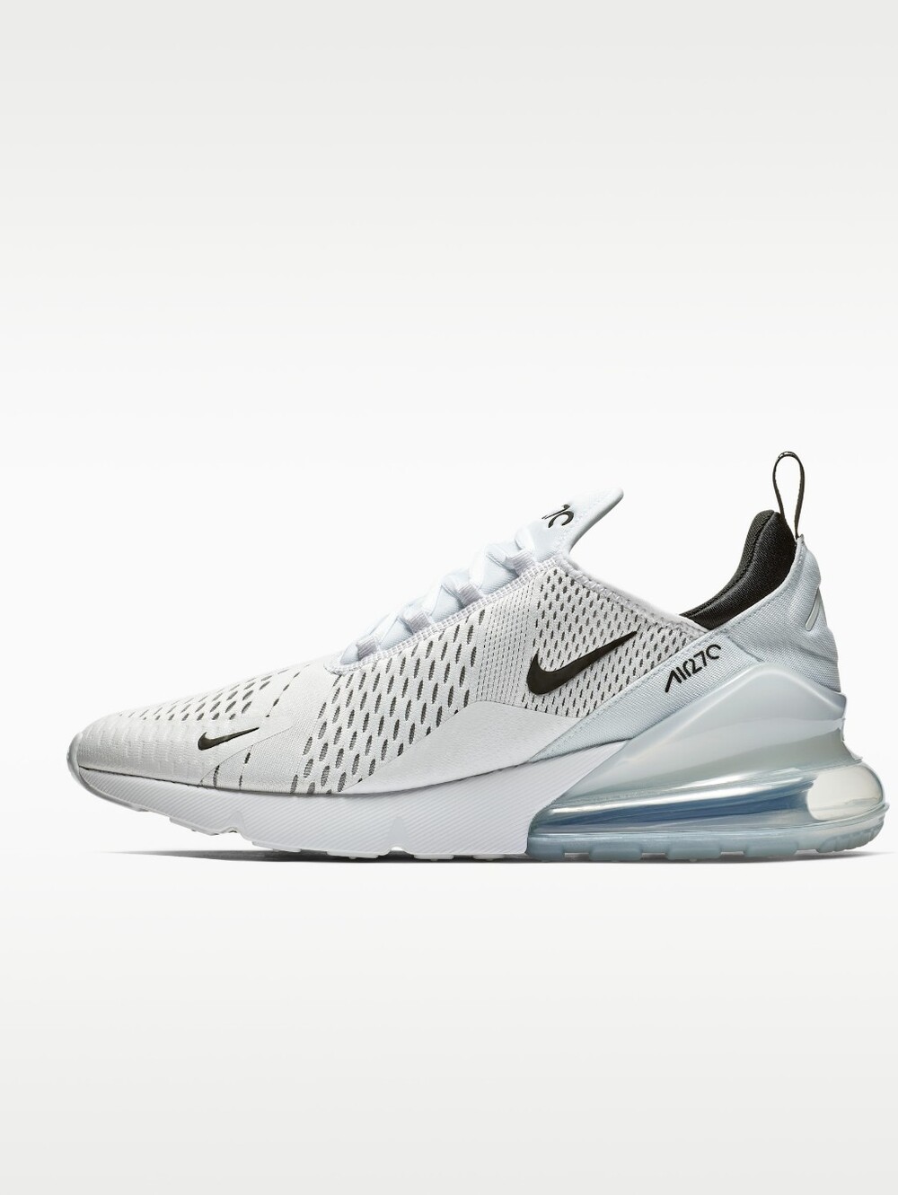 Nike Men’s Air Max 270 White with Black Swoosh Sneakers